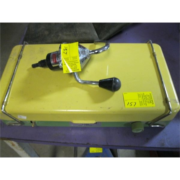 PROPANE PRIMUS CAMPSTOVE & A COLEMAN HAND ROCKER PUMP