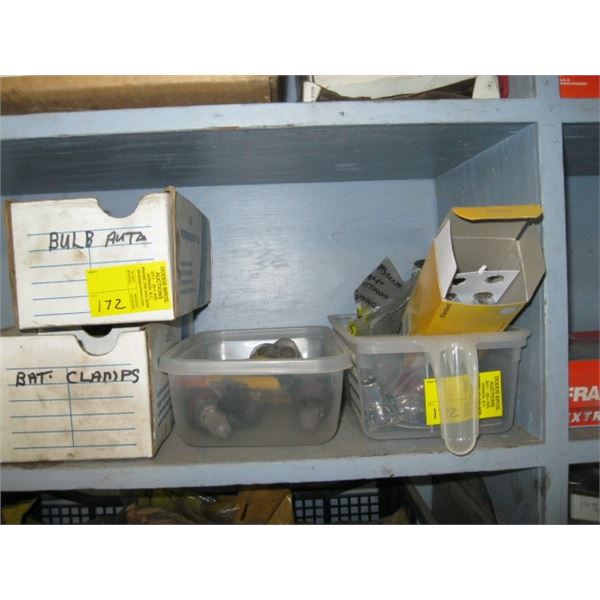 ASST. VEHICLE LIGHT BULBS, BATTERY CLAMPS, ETC.