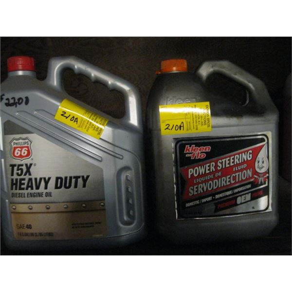 CONTAINER OF POWER STEERING FLUID & DIESEL ENGINE OIL, SAE 40