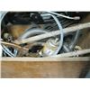 Image 4 : SHELF OF MISC. CHAMPION GRINDER MOTOR, CASTORS, TOTE BOX & CONTENTS