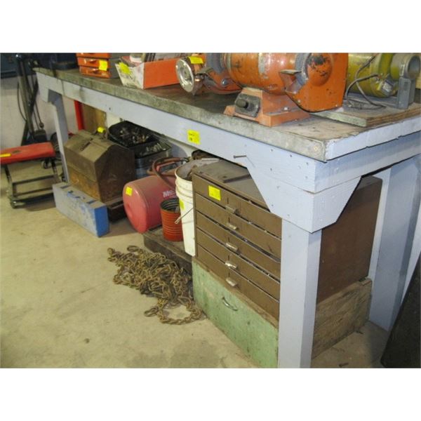 METAL TOPPED WORK BENCH