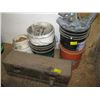 Image 1 : MISC. BUCKET OF FENCE BARBED WIRE HOLDERS, BUCKET OF PIPE FITTINGS, BOX OF PLUMBING FITTINGS, ETC.