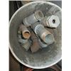 Image 3 : MISC. BUCKET OF FENCE BARBED WIRE HOLDERS, BUCKET OF PIPE FITTINGS, BOX OF PLUMBING FITTINGS, ETC.