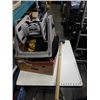 Image 1 : EXTENTION CORD SHOP STRING LIGHT, SHOP SUPPLIES, SPLITTING MAUL AND GARDEN HOSE REEL