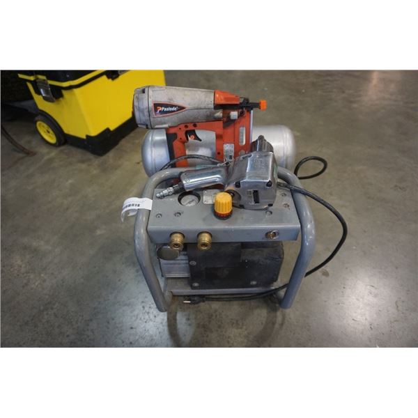 AIR COMPRESSOR, PASLODE AIR NAILER AND CAMPBELL HAUSFIELD AIR IMPACT GUN