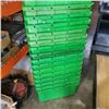 Image 3 : STACK OF 21 GREEN STORAGE TOTES RANGE FROM GOOD TO POOR