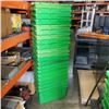 Image 1 : STACK OF 21 GREEN STORAGE TOTES RANGE FROM GOOD TO POOR
