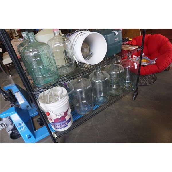 12 GLASS CARBOYS, PLASTIC CARBOY, WINE MAKING SUPPLIES