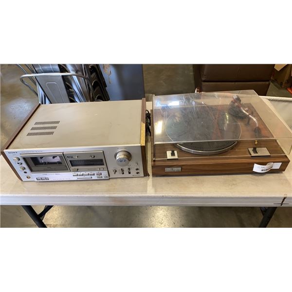 SEARS RECORD PLAYER AND SONY STEREO CASSETTE DECK