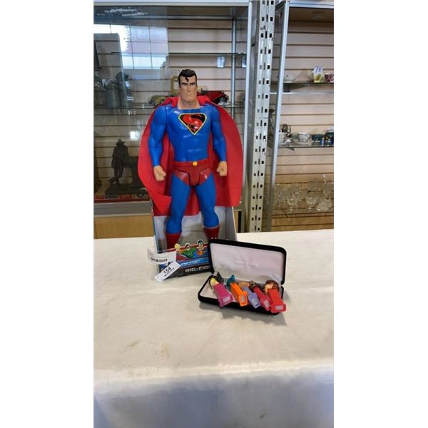 5 COLLECTABLE PEZ DISPENSERS AND SUPERMAN BIG FIGS ACTION FIGURE