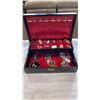 Image 2 : JEWELRY BOX WITH CONTENTS WITH FINGER WATCH BRACELET AND MORE