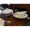 Image 1 : WEDGEWOOD LIDDED TERRINE, 2 SERVING DISHES, AND GRAVY BOAT