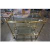 Image 1 : BRASS 2 TIER CART WITH BEVELLED GLASS SHELVES