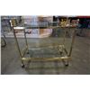 Image 2 : BRASS 2 TIER CART WITH BEVELLED GLASS SHELVES