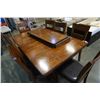 Image 8 : MODERN DINING TABLE WITH METAL ACCENTS, 2 LEAFS AND 8 CHAIRS