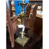 Image 3 : BRASS TABLE LAMP AND FOLDING CARVED WOOD STAND