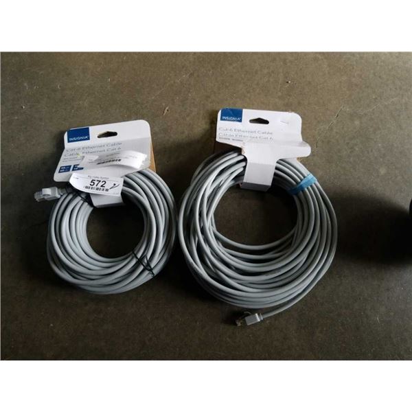 2 NEW CAT 6 NETWORK CABLES 50FT LONG