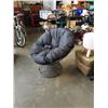 Image 2 : Black Metal Steel Lawn Chair Lounge Chair 360-Degree Swivel Soft Cushion