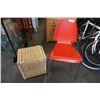 Image 1 : 2 BENTWOOD CHAIRS AND WICKER OTTOMAN