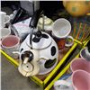 Image 2 : 4 BOXES OF VINTAGE TEAPOTS, MUGS AND LIQUOR GLASSES
