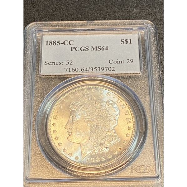 1885 CC MS 64 PCGS Morgan Silver Dollar