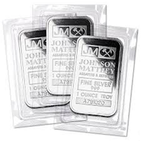 (5) 1 oz Matthey Johnson Silver Bars