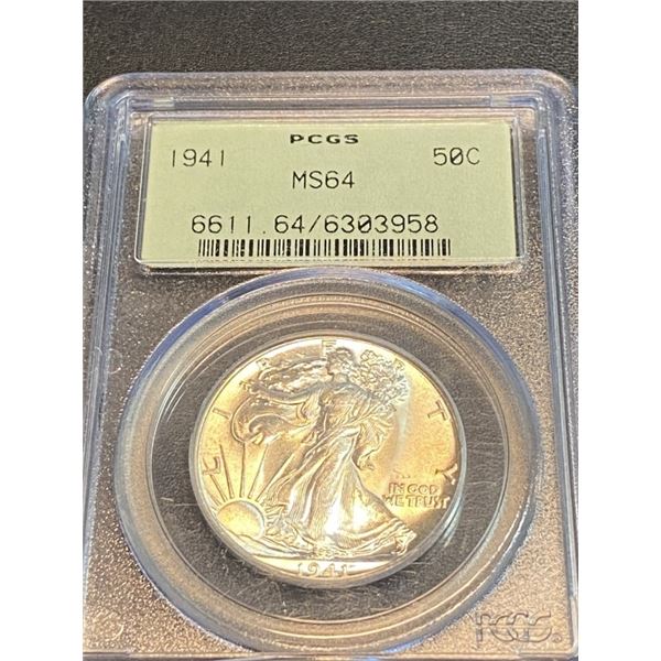 1941 MS 64 PCGS OGH Walking Liberty Half Dollar