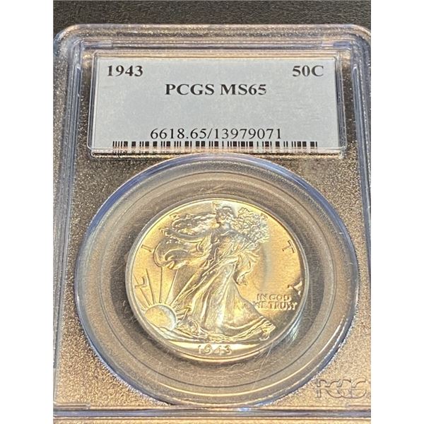 1943 MS 65 PCGS Walking Liberty Half Dollar