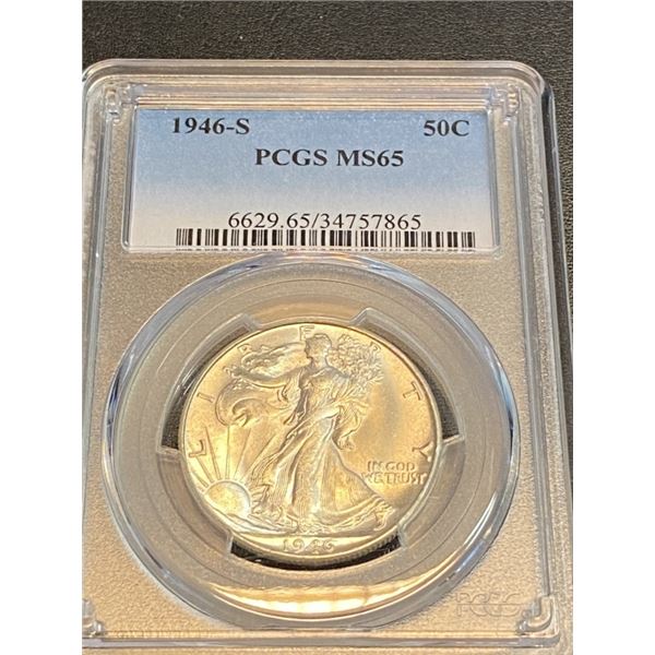 1946 s MS 65 PCGS Walking Liberty Half Dollar