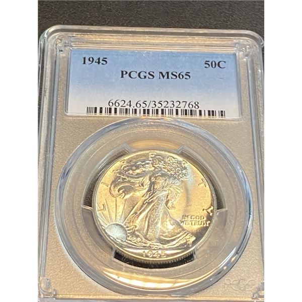 1945 MS 65 PCGS Walking Liberty Half Dollar