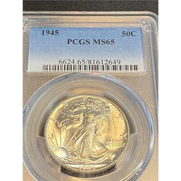 1945 MS 65 PCGS Walking Liberty Half Dollar