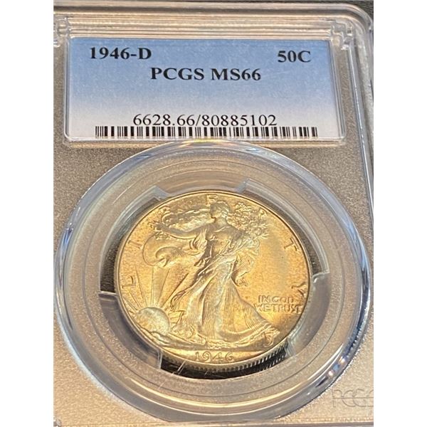 1946 d MS 66 PCGS Walking Liberty Half Dollar