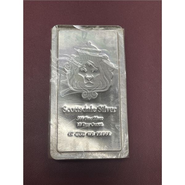 10 oz. Scottsdale Mint Lion Design Silver Bar