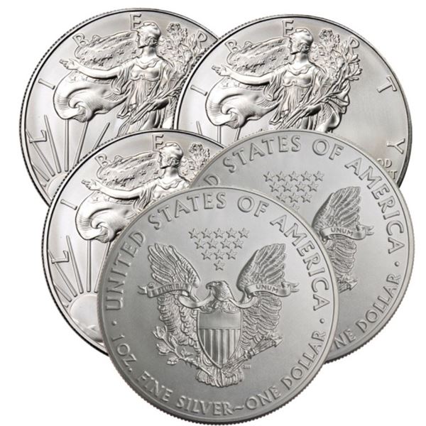 (5) US Silver Eagles Random Dates