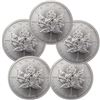 Image 1 : (5) Canadian Silver Maple Leafs - .999 Pure