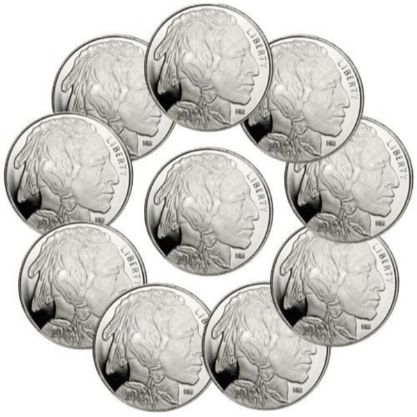 (10) 1 oz Silver Buffalo Rounds