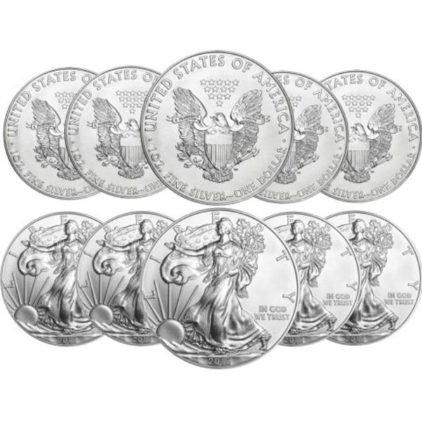 (10) US Silver Eagles - Random Dates BU