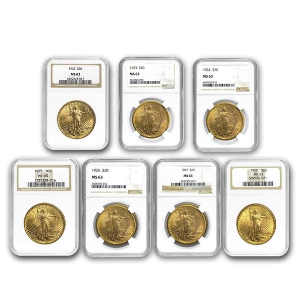 (1) Random Date MS 63 $20 Gold Saint Gaudens
