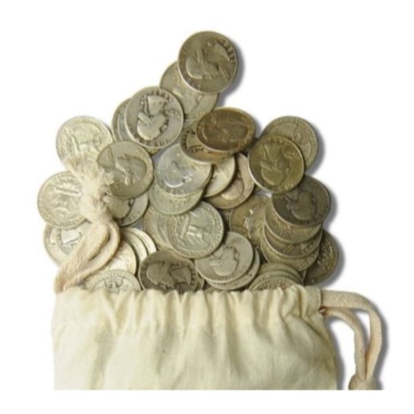 Canvas Bag of 100 pcs Washington Quarters 90%