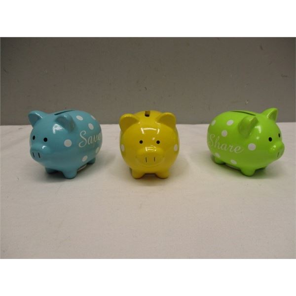 3 Small  Piggy Banks