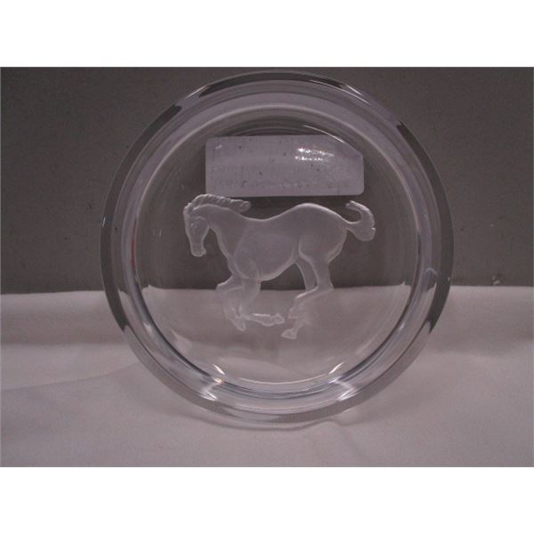 Clear Crystal Dish with Horse Embossed in bottom