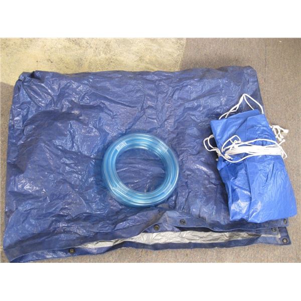 Two Blue tarps /clear hose