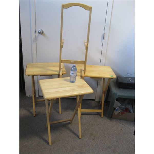 3 TV Wooden Trays with stand