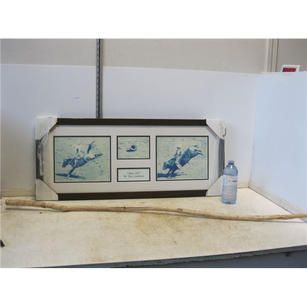 Wooden Cane / Bull Rider Print "Hats off" To The Cowboys