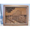 Image 1 : Wood Carved Signed Picture "Walk in the Country"