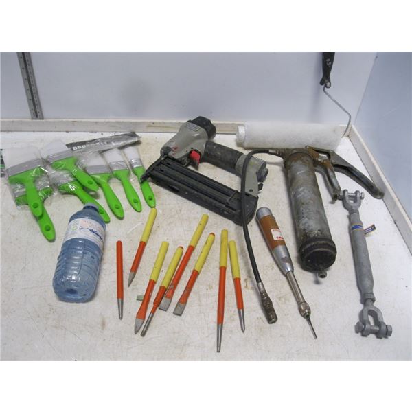 Misc lot of Chisels punches/Brad nailer etc