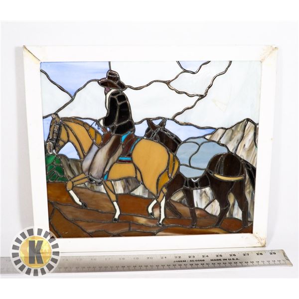 CUSTOM MADE GLASS WALL ART- NEEDS REPAIR/GLUE