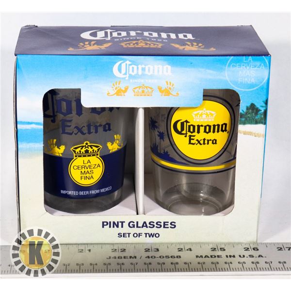 NEW 2PC CORONA EXTRA PINT GLASS SET