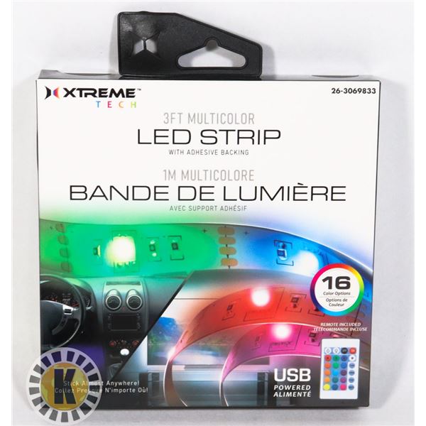 NEW 3FT MUTICOLOR LED STRIP LIGHT WITH ADHESIVE BA