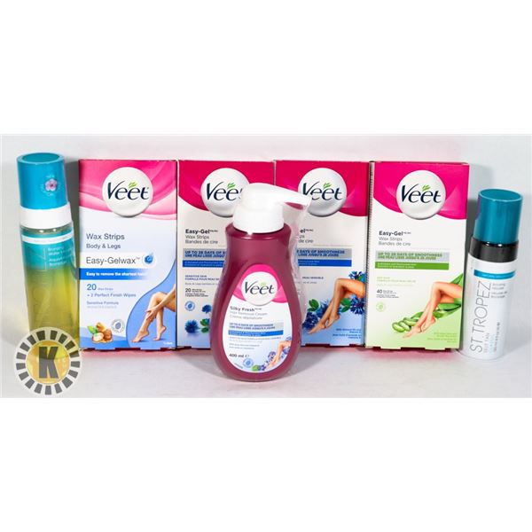 BAG OF ASSORTED HAIR REMOVAL PRODUCT AND MORE